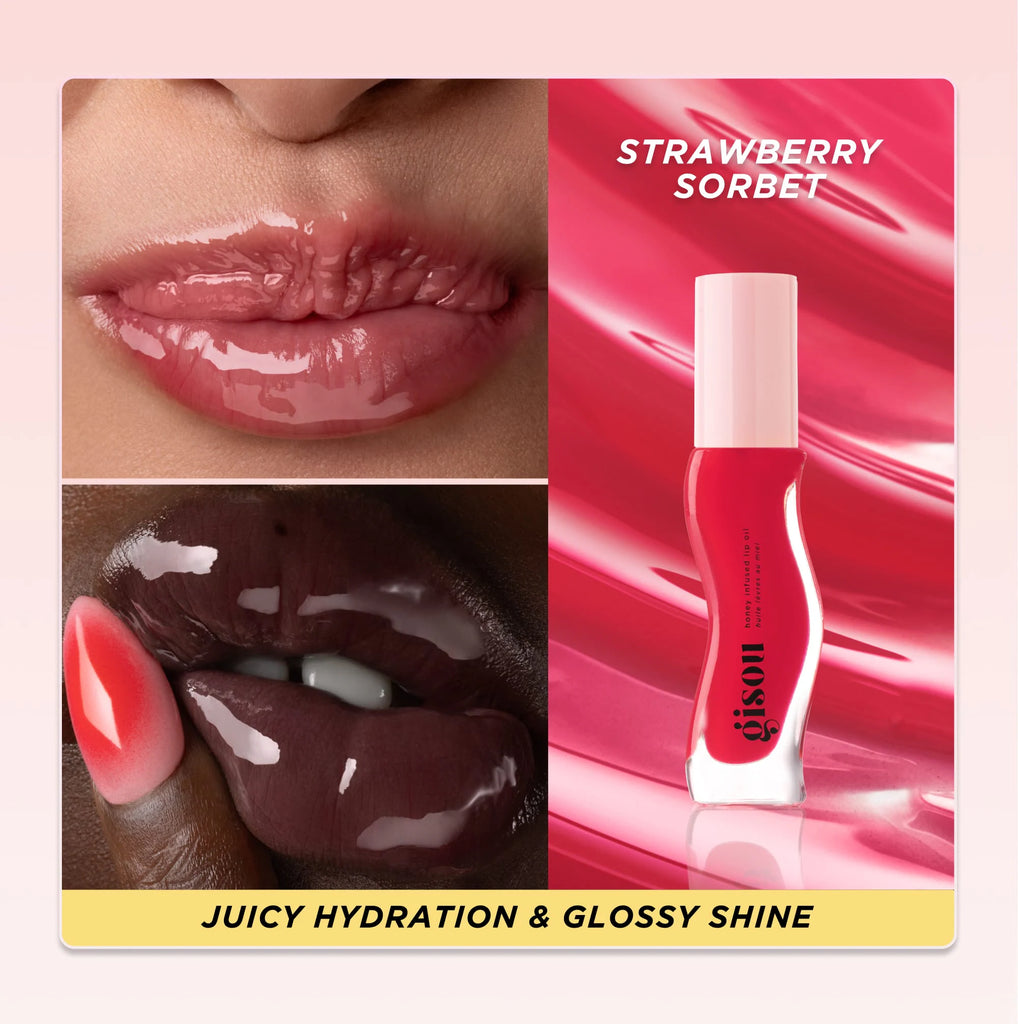 Strawberry Sorbet Honey Infused Hydrating Lip Oil - GISOU