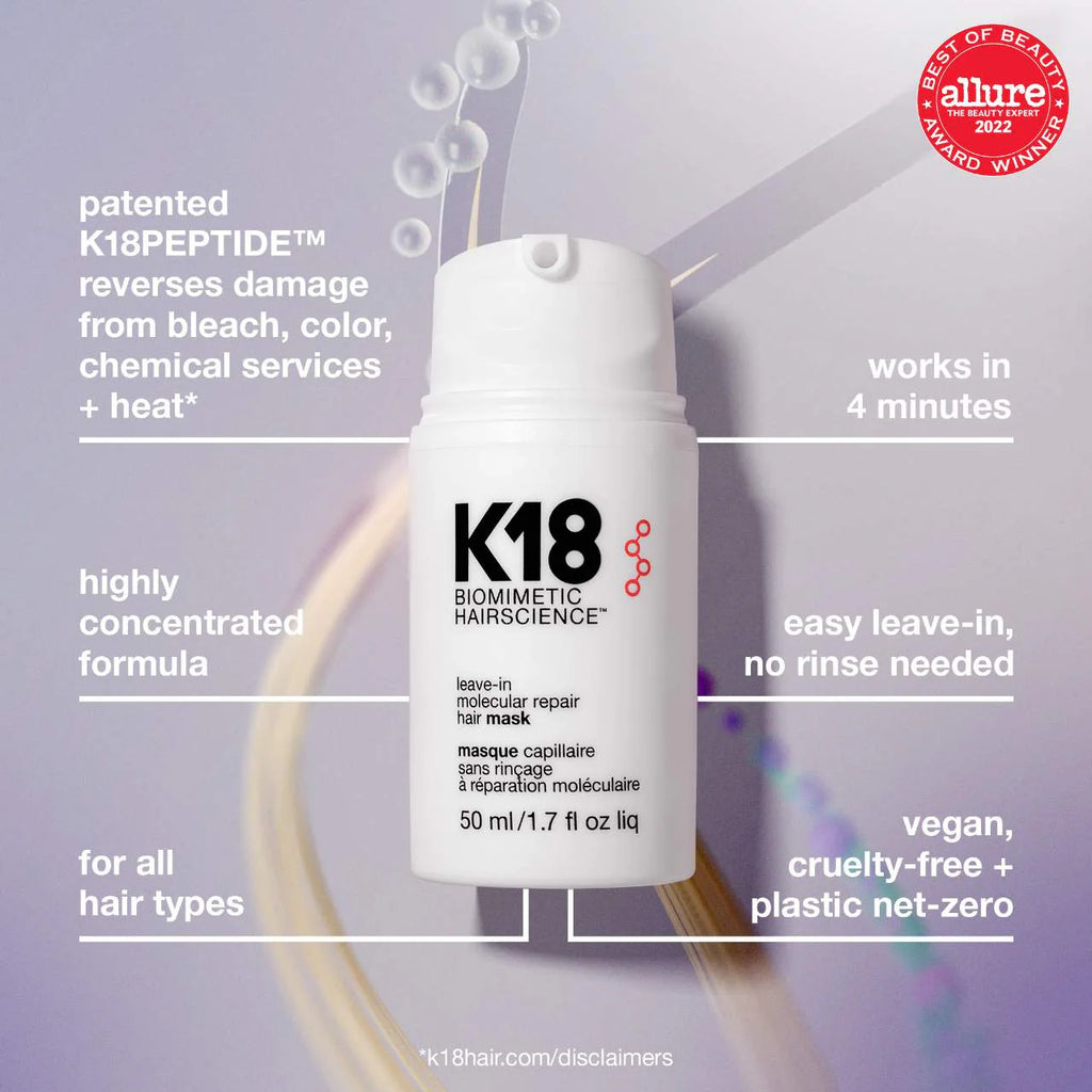 K18 - Mascarilla Capilar Reparadora Molecular sin Enjuague (15 ml)