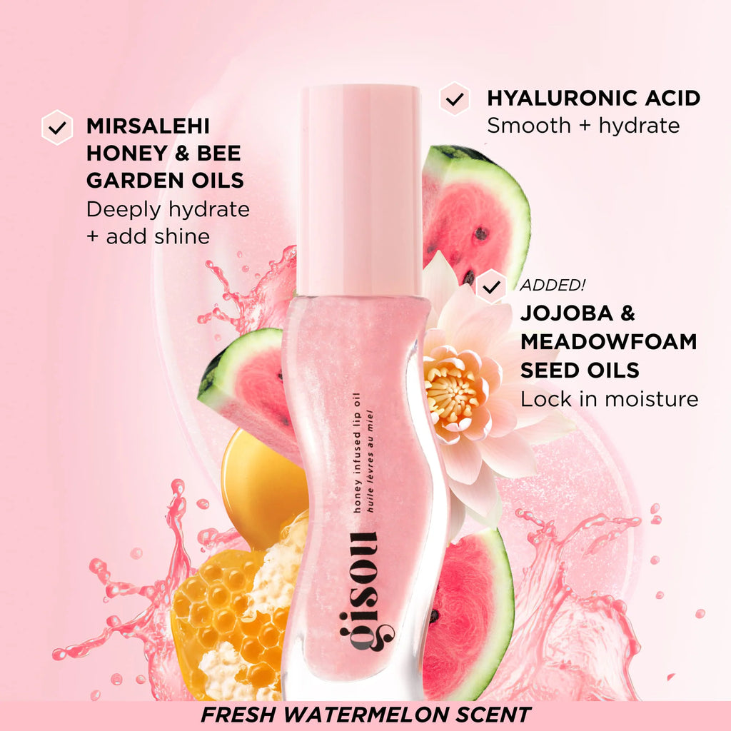 Watermelon Sugar Honey Infused Hydrating Lip Oil - GISOU