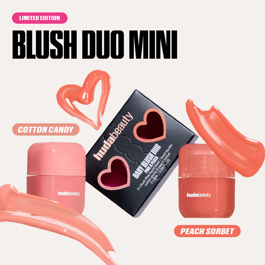 PRE-VENTA HUDA BEAUTY  Mini Baby Blush Duo Set - Cotton Candy and Peach Sorbet