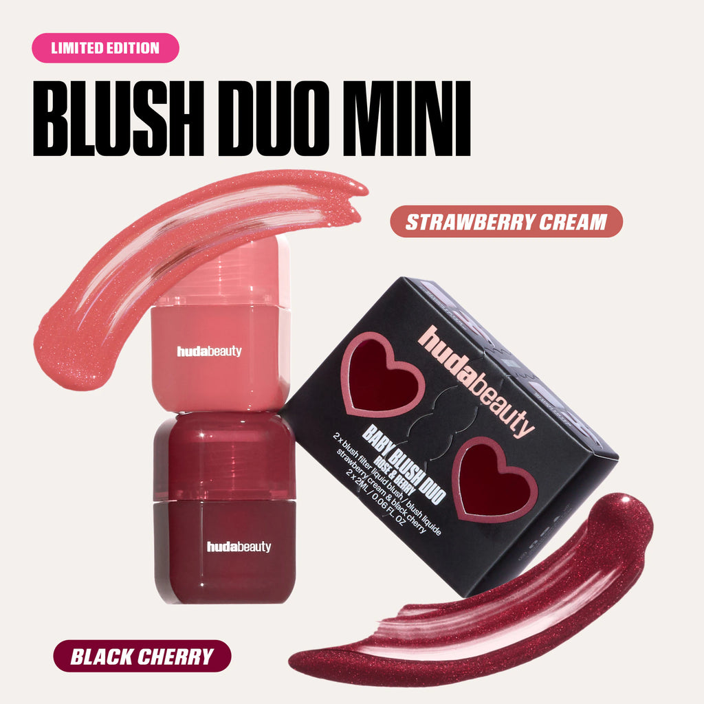 PRE-VENTA HUDA BEAUTY  Mini Baby Blush Duo Set - Strawberry Cream and Black Cherry